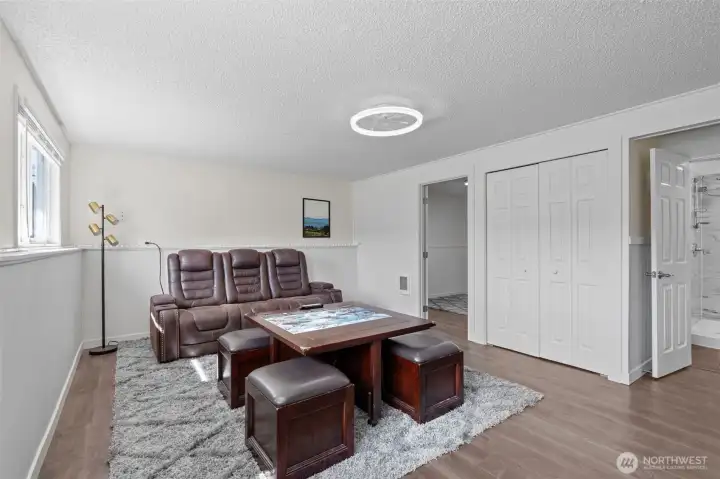 Room for movies, games or use as primary suite.