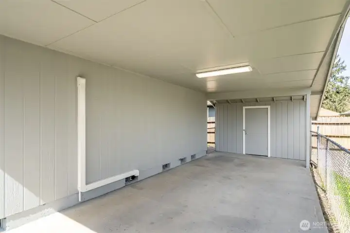 Carport with storage area