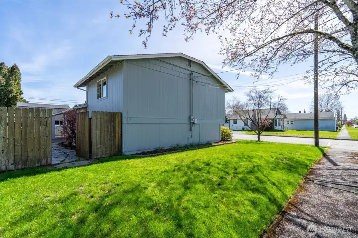 Convenient gate for access to back yard.