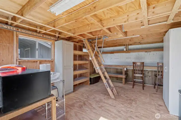 Shop space for tools or motorcycle or hobby shed.