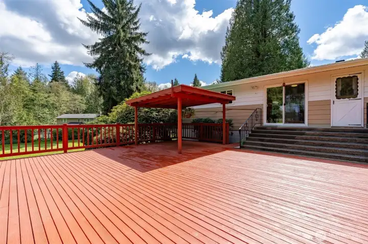 Enjoy some summer sunshine with morning coffee and the birds singing!