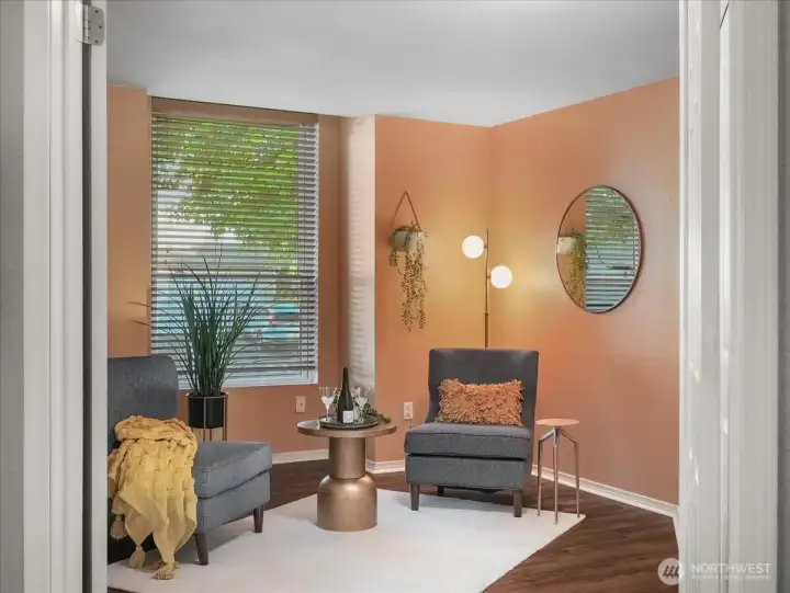 Third bedroom with double doors makes an ideal den or home office.