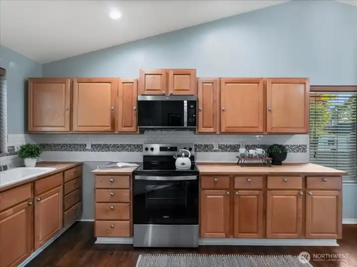 The kitchen is practical and inviting.
