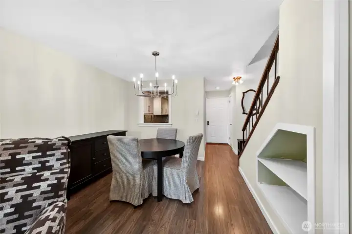 Dining Area    Open dining space adjacent to the kitchen and living room creates effortless everyday living and entertaining. Flexible layout accommodates formal dining, breakfast nook, or multi-purpose workspace depending on your lifestyle.