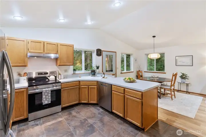 New stainless steel appliances.