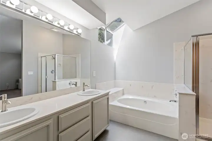 Primary bath with tub and shower