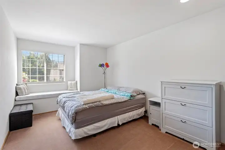 Good sized 2nd bedroom with window seat