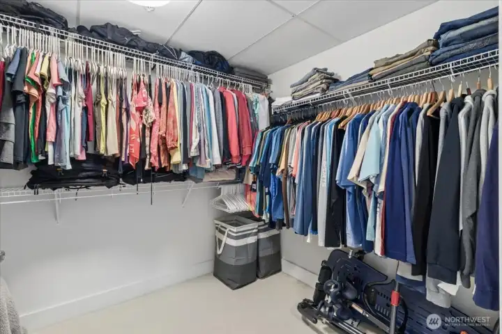 Spacious walk in closet.