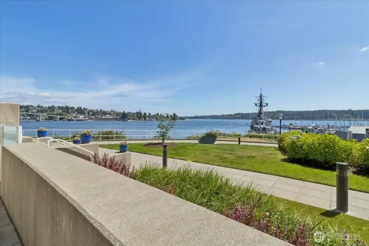 The beautiful Manette bridge, Sinclair Inlet and the historic USS Turner Joy, all within view from your patio.