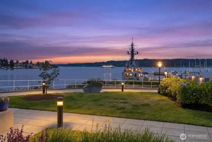 The scenery and the tranquility of the patio shines day or night.