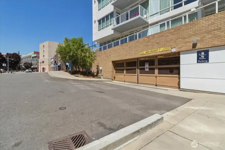 Entrance to private parking garage.