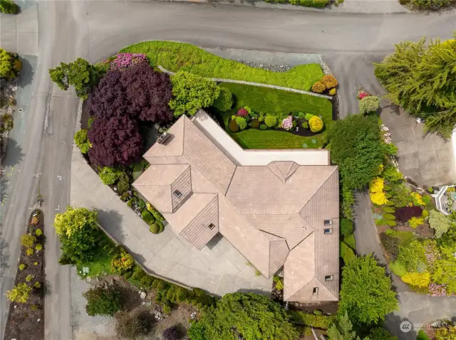 Drone view of the home and property.
