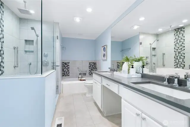 Primary full bathroom that has been remodeled.