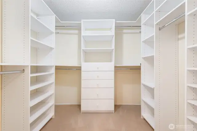 Generous walk in closet.