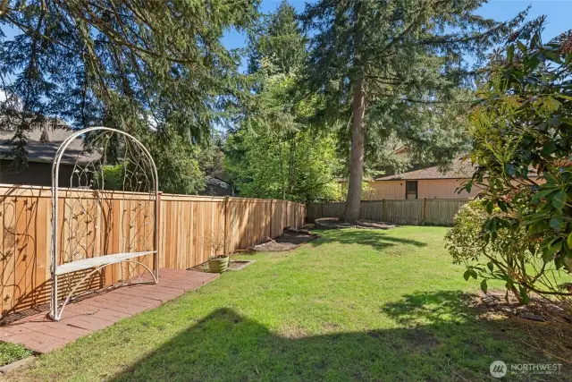 Leading off the deck is the garden.