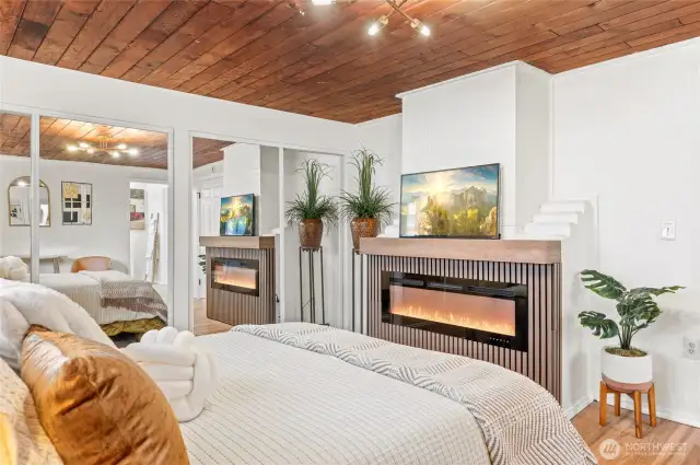 Primary with heating cozy fireplace