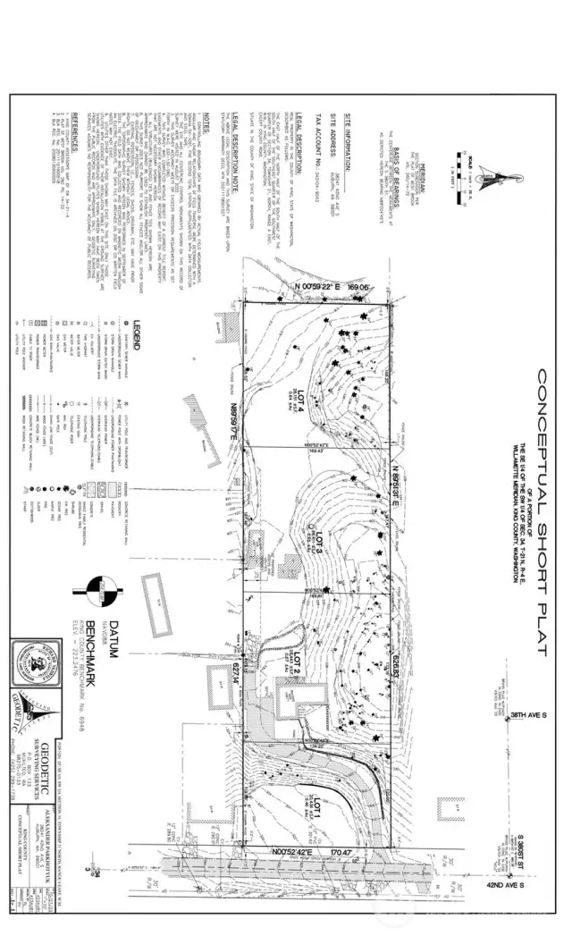 Preliminary Drawings for 4 lots ranging from 20,000-2,000 sqft.