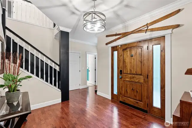 Hardwood floors throughout the main level along with fresh paint.