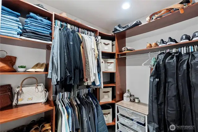 Primary closet with organization system