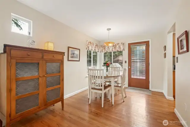 There are several sets of unique corner windows in this easy-flow home.