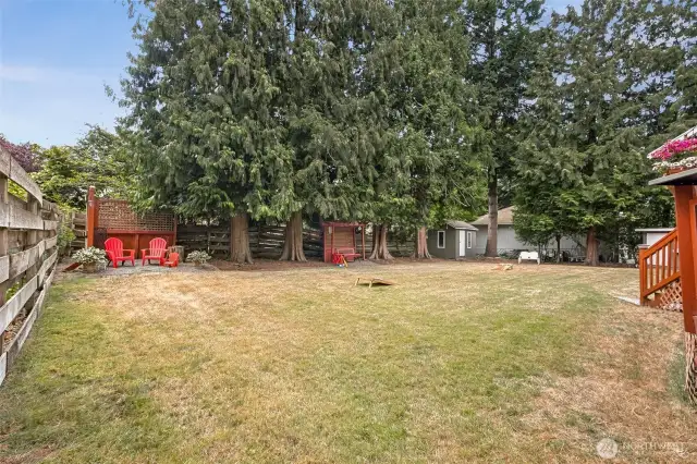 Plenty of room in the fully fenced backyard to play, relax and entertain!
