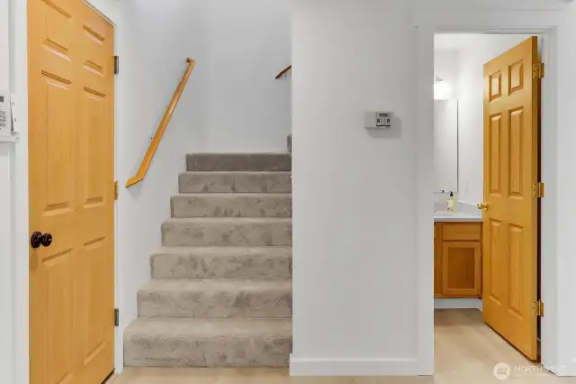 As you enter the front door, you have a spacious entry way with closet and mainfloor 1/2 bath.