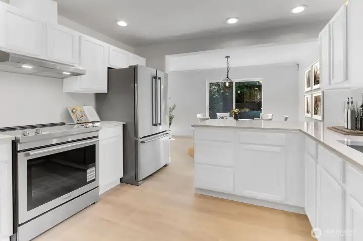 “Cabinets shown in white are a digital rendering. Seller is offering up to a $3,000 credit for cabinet painting, allowing the buyer to choose their preferred finish.”