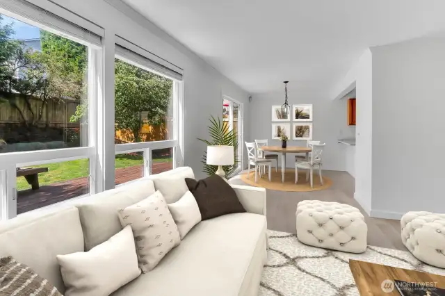 Over looking the backyard, spacious dining area.