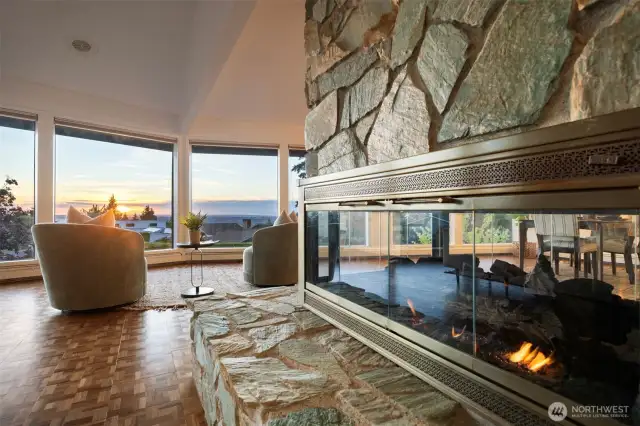 Original floor to ceiling fireplace