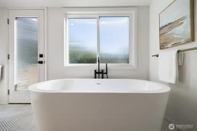Relax in the oversized soaker tub