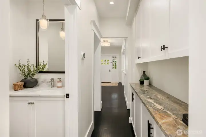 Powder room on the main level.