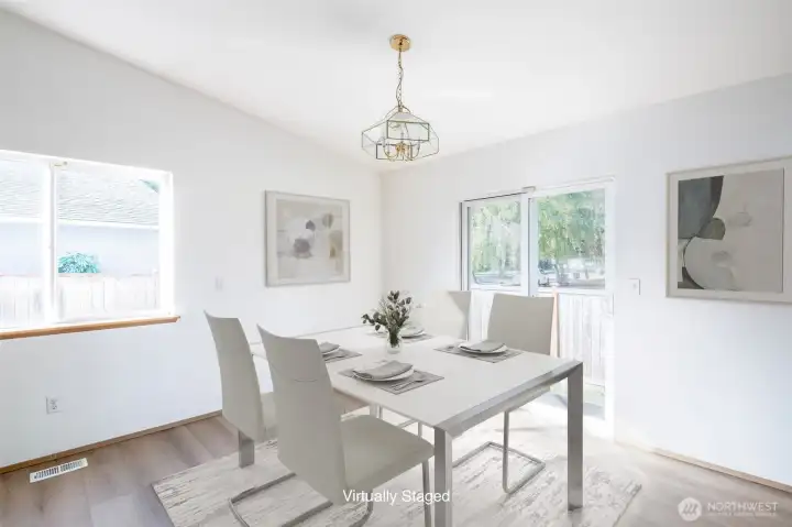 Eating area. Slider leads to back yard.