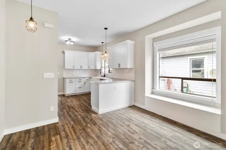 Dining area with built in window bench