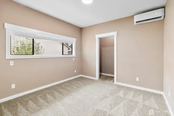 Primary bedroom includes Mini split head