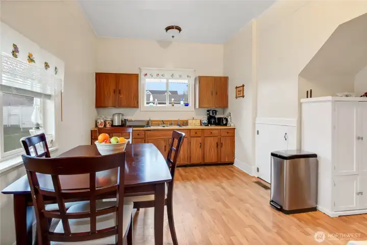 Extra large kitchen with eating area.