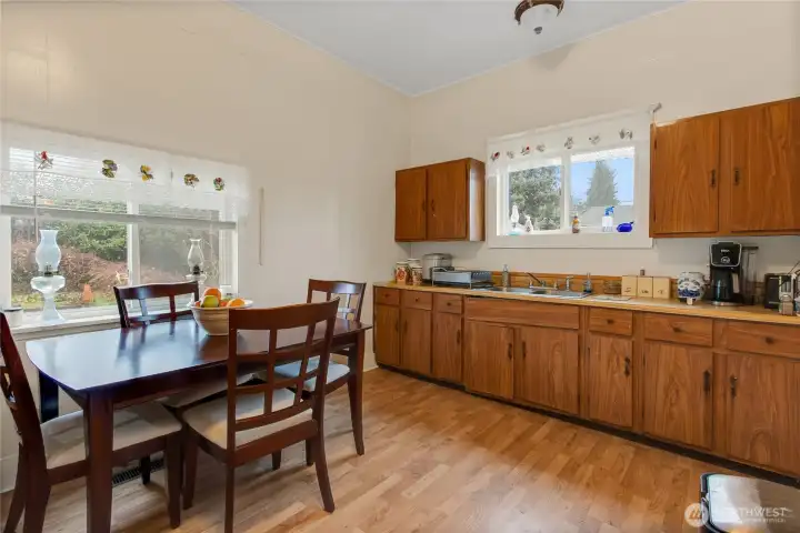 kitchen area with room for large table and chairs