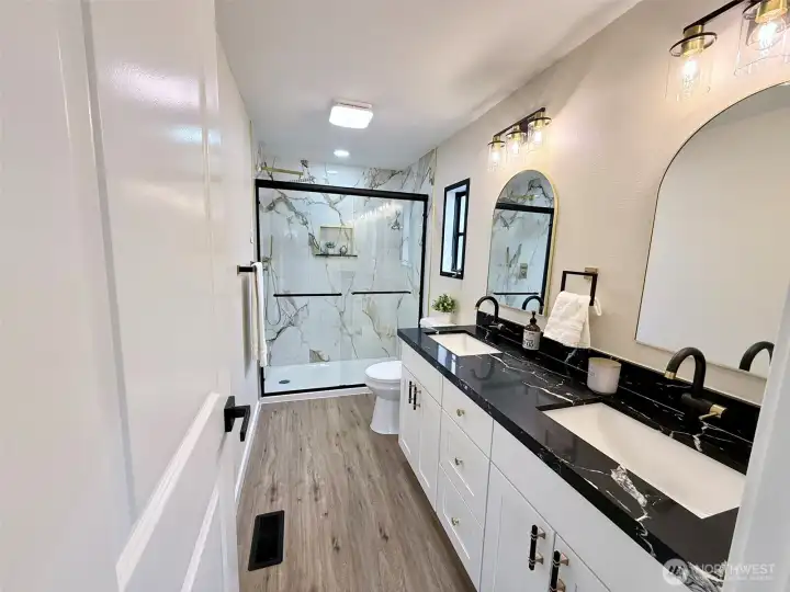Primary bath with custom shower & dual sinks