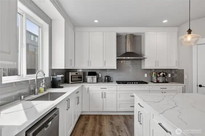 You won't run out of counterspace in this kitchen.