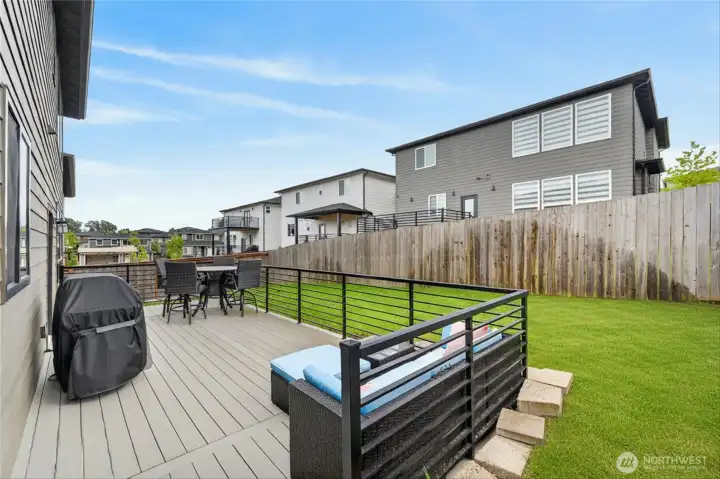 The oversize back deck has a gas barbecue and lots of room for multiple seating areas.