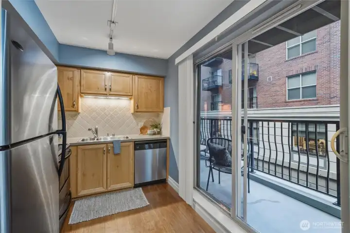 Lots of light in here, thanks to the sliding glass doors that lead out to your oversized balcony.