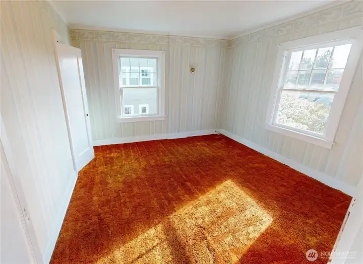 The carpet is a vibe, but so are the hardwoods which lie beneath.  Let's bring back the splendor of the era.