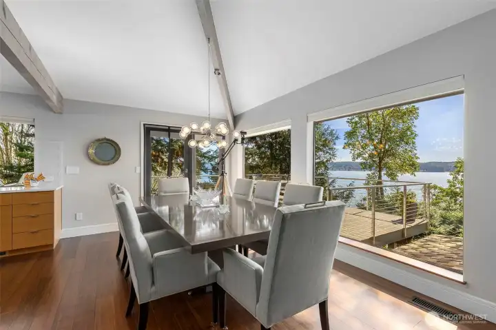 Dining area off the kitchen with outside deck in view. Dining area off the kitchen with outside deck in view.