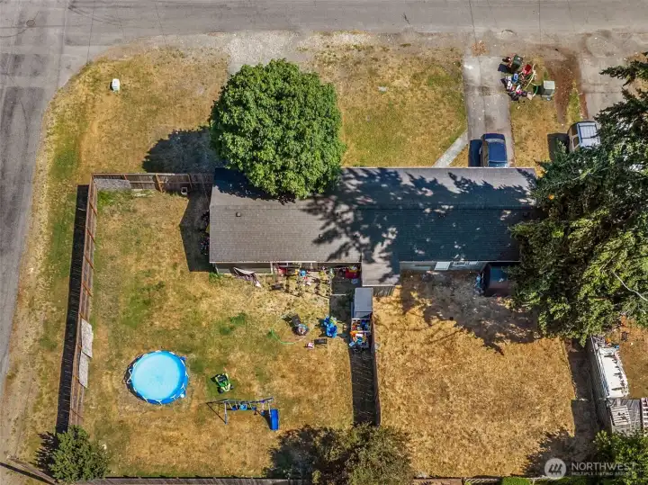 Aerial from the rear of both sides