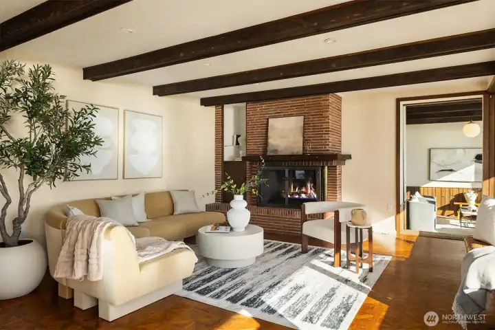 The ground level flows from living & dining areas to a generous family room. The ground level flows from living & dining areas to a generous family room.
