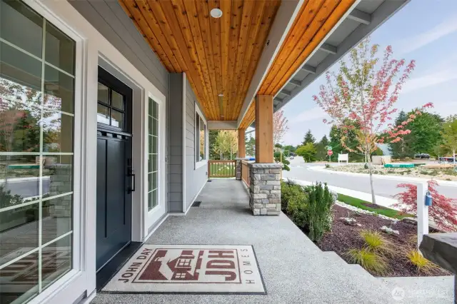 Beautiful covered front porch with views of the Tolt HIghlands