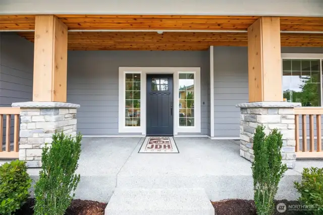Beautiful covered front porch with view