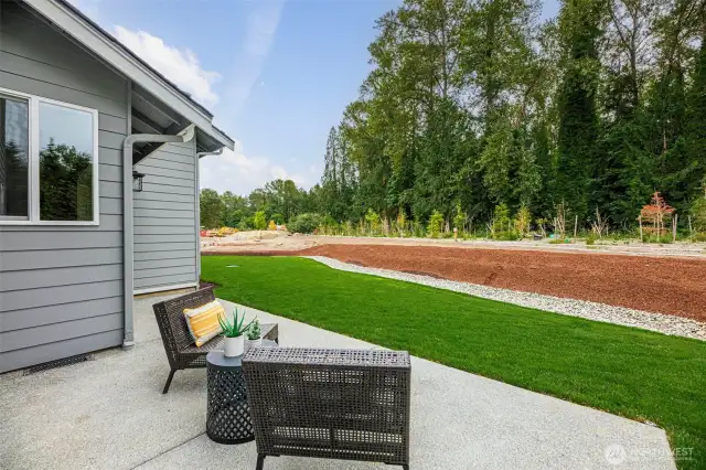 Back patio with views of the Tolt River greenbelt