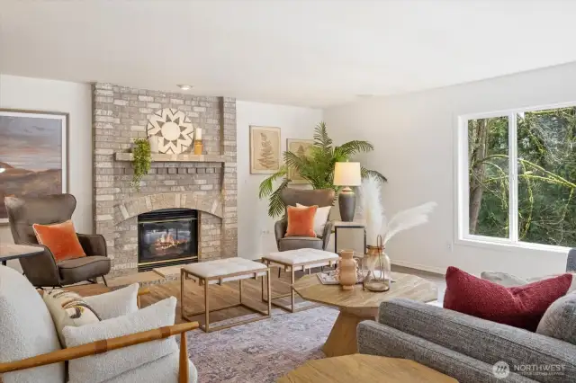 Warm yourself on a cool winter evening by the gas fireplace.