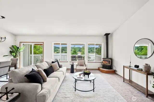 Cozy wood-burning fireplace for year-round warmth and ambiance.