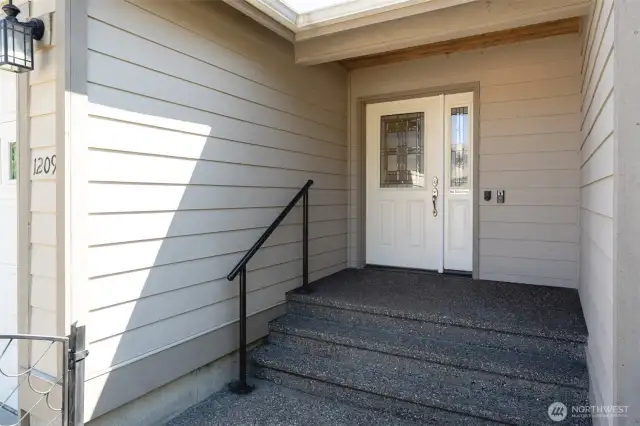 Exposed aggregate front porch for low maintenance